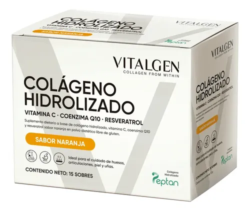Vitalgen Colágeno Hidrolizado sabor Naranja 15 sobres de 12 g